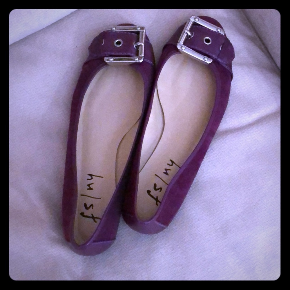Plum Colored Ballet Flats with Buckle